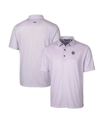 Cutter & Buck Men's Lsu Tigers Primary Team Logo Pike Double Dot Print Stretch Polo In Purple