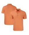 Cutter & Buck Men's Miami Hurricanes Forge Eco Heathered Stripe Stretch Polo In Heather Orange
