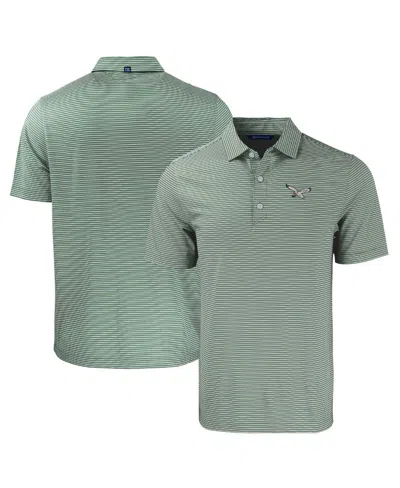 Cutter & Buck Men's Midnight Green/white Philadelphia Eagles Throwback Forge Eco Double Stripe Stretch Polo In Green,white