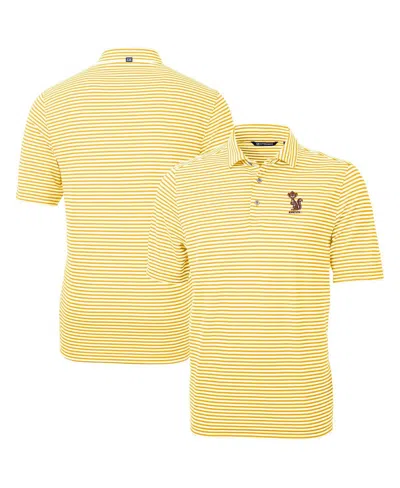 Cutter & Buck Men's Minnesota Golden Gophers Vault Drytec Virtue Eco Pique Stripe Polo