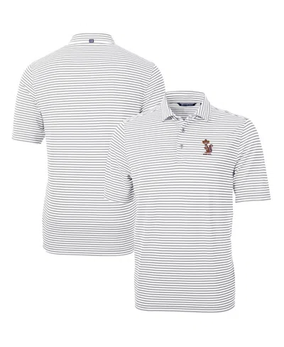 Cutter & Buck Men's Minnesota Golden Gophers Vault Drytec Virtue Eco Pique Stripe Polo In Gray