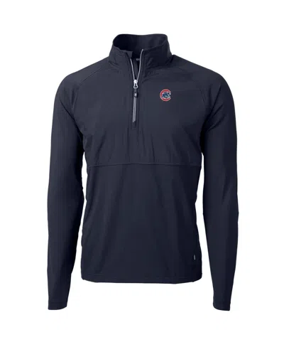 Cutter & Buck Men's Navy Chicago Cubs Adapt Eco Knit Hybrid Quarter-zip Pullover Jacket