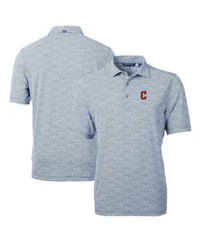 Cutter & Buck Men's Navy Cleveland Guardians Virtue Eco Pique Botanical Print Polo