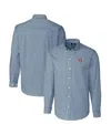 Cutter & Buck Men's Navy Gonzaga Bulldogs Easy Care Stretch Gingham Long Sleeve Button-down Shirt In Navy