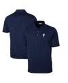 Cutter & Buck Men's Navy Houston Oilers Advantage Tri-blend Space Dye Throwback Polo In Navy