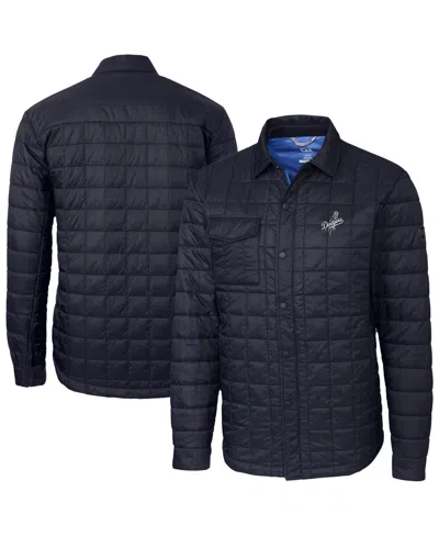 Cutter & Buck Men's Navy Los Angeles Dodgers Rainier Primaloft Eco Insulated Quilted Full-zip Shirt Jacket In Blue