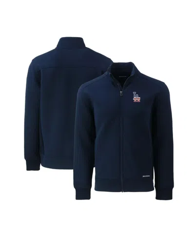 Cutter & Buck Men's Navy Los Angeles Dodgers Stars Stripes Roam Eco Full-zip Jacket In Blue