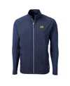 Cutter & Buck Men's Navy Michigan Wolverines Adapt Eco Knit Full-zip Jacket In Navy
