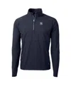 Cutter & Buck Men's Navy New York Yankees Adapt Eco Knit Hybrid Quarter-zip Pullover Sweatshirt In Navy