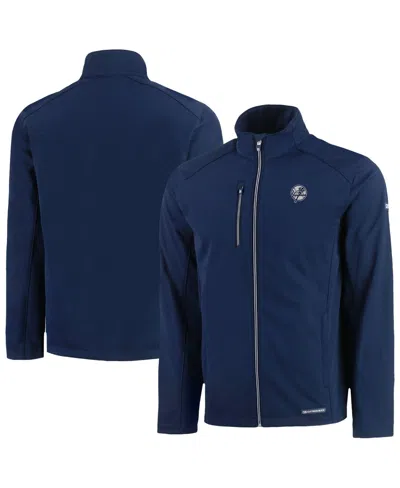 Cutter & Buck Men's Navy New York Yankees Evoke Eco Softshell Full-zip Jacket In Blue