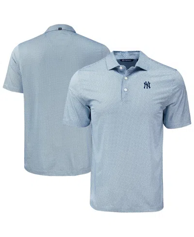 Cutter & Buck Men's Navy New York Yankees Pike Eco Diamond Dot Print Polo Shirt In Blue