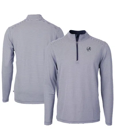 Cutter & Buck Men's Navy New York Yankees Virtue Eco Pique Micro Stripe Quarter-zip Jacket In Blue