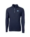 Cutter & Buck Men's Navy North Carolina Tar Heels Adapt Eco Knit Quarter-zip Pullover Jacket In Blue