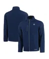 Cutter & Buck Men's Navy North Carolina Tar Heels Evoke Softshell Full-zip Jacket In Navy