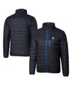 Cutter & Buck Men's Navy Notre Dame Fighting Irish Alumni Logo Rainier Primaloft Eco Insulated Full-zip Puffer Ves In Navy