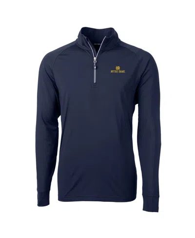 Cutter & Buck Men's Navy Notre Dame Fighting Irish Big Tall Adapt Knit Quarter-zip Pullover Jacket