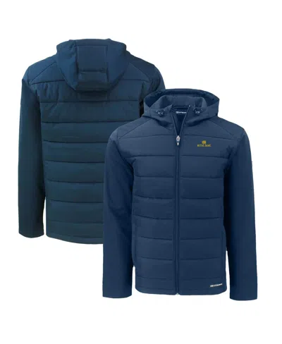 Cutter & Buck Men's Navy Notre Dame Fighting Irish Evoke Hybrid Softshell Full-zip Hoodie Jacket