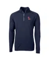 Cutter & Buck Men's Navy Ole Miss Rebels Adapt Knit Quarter-zip Pullover Jacket In Navy
