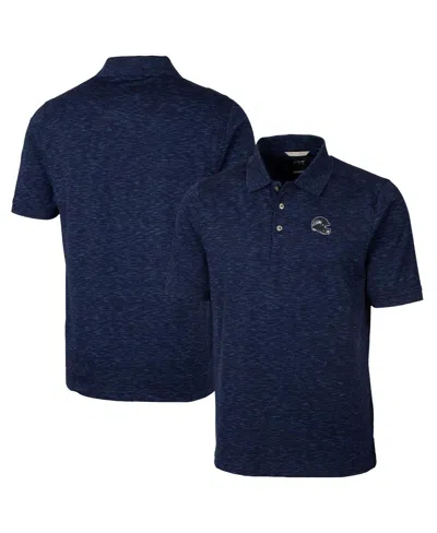 Cutter & Buck Men's Navy Seattle Seahawks Helmet Advantage Space Dye Tri-blend Polo