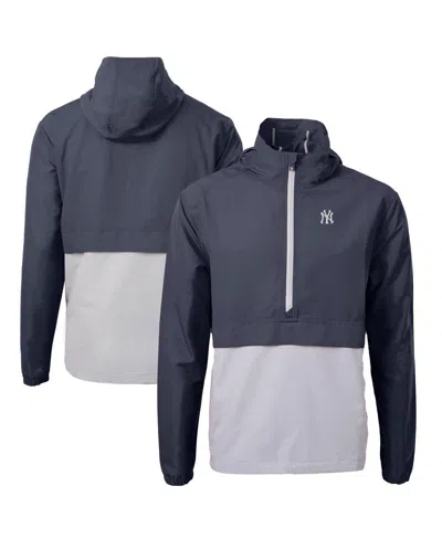Cutter & Buck Men's Navy/gray New York Yankees Charter Eco Half-zip Anorak Jacket In Blue