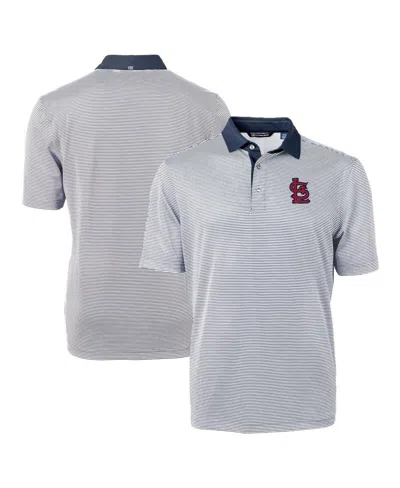 Cutter & Buck Men's Navy/white St. Louis Cardinals Virtue Eco Pique Micro Stripe Polo Shirt In Navy,white