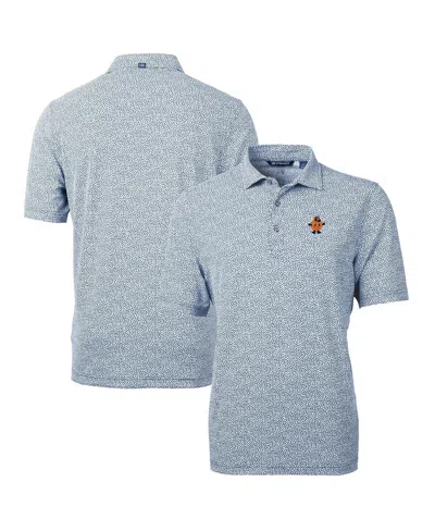 Cutter & Buck Men's Navy/white Syracuse Orange Vault Drytec Virtue Eco Pique Botanical Print Polo In Navy,white