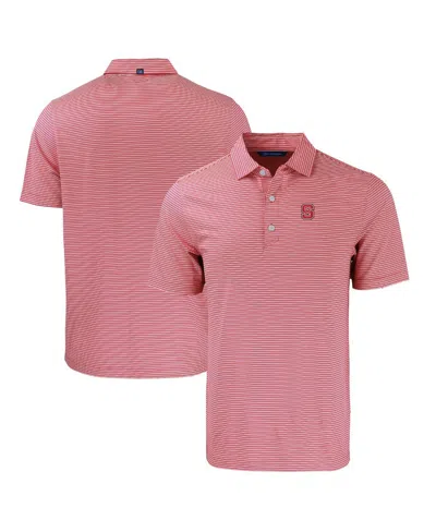 Cutter & Buck Men's Nc State Wolfpack Forge Eco Double Stripe Stretch Polo In Red,white