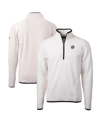 Cutter & Buck Men's Oatmeal New York Yankees Cascade Eco Fleece Quarter-zip Jacket In White