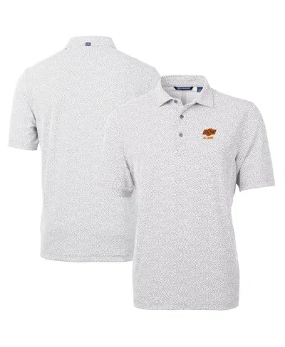 Cutter & Buck Men's Oklahoma State Cowboys Alumni Logo Drytec Virtue Eco Pique Botanical Print Polo In Gray