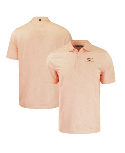 Cutter & Buck Men's Orange/white Virginia Tech Hokies Pike Eco Symmetry Print Stretch Polo In Orange,white