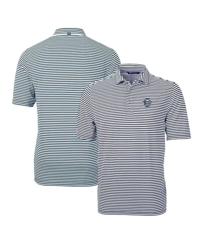 Cutter & Buck Men's Penn State Nittany Lions Throwback Logo Virtue Eco Pique Stripe Polo In Navy