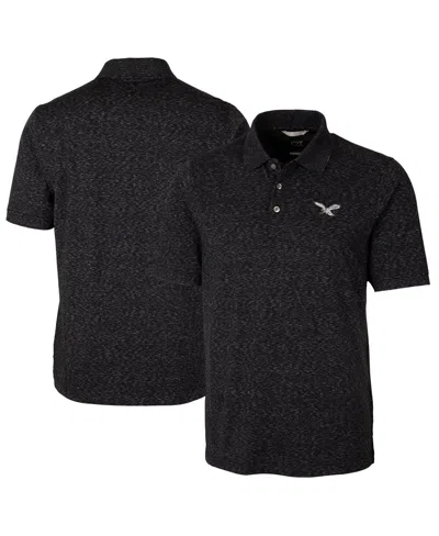 Cutter & Buck Men's Philadelphia Eagles Advantage Tri-blend Space Dye Polo In Black