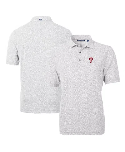 Cutter & Buck Men's Philadelphia Phillies Virtue Eco Pique Botanical Print Polo In Gray
