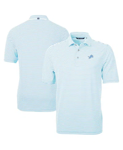 Cutter & Buck Men's Powder Blue Detroit Lions Virtue Eco Pique Stripe Polo Shirt