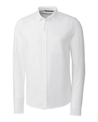 Cutter & Buck Men's Reach Oxford Button Front Shirt In White