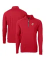 Cutter & Buck Men's Red Buffalo Bills Adapt Eco Knit Stretch Quarter-zip Throwback Pullover Top In Red