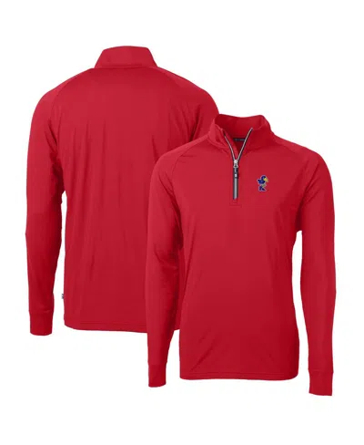 Cutter & Buck Men's Red Kansas Jayhawks Adapt Eco Knit Stretch Quarter-zip Pullover Top