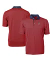 Cutter & Buck Men's Red Texas Rangers Americana Logo Virtue Eco Pique Stripe Polo In Red,navy