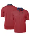 Cutter & Buck Men's Red/navy Jacksonville Jumbo Shrimp Virtue Eco Pique Micro Stripe Polo In Red,navy