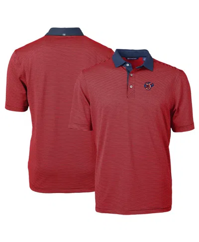 Cutter & Buck Men's Red/navy Jacksonville Jumbo Shrimp Virtue Eco Pique Micro Stripe Polo In Red,navy