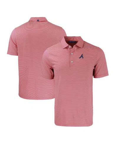 Cutter & Buck Men's Red/white Atlanta Braves Forge Eco Double Stripe Stretch Polo Shirt