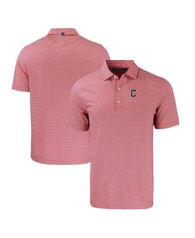 Cutter & Buck Men's Red/white Cleveland Guardians Forge Eco Double Stripe Stretch Polo In Red,white