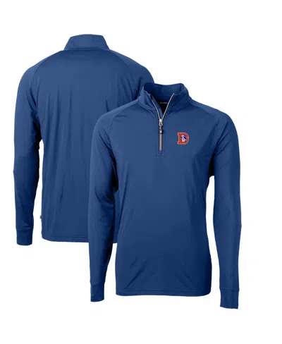 Cutter & Buck Men's Royal Denver Broncos Adapt Eco Knit Stretch Quarter-zip Throwback Pullover Top