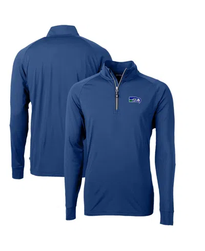 Cutter & Buck Men's Royal Seattle Seahawks Adapt Eco Knit Stretch Quarter-zip Throwback Pullover Top