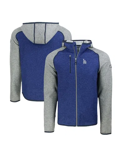Cutter & Buck Men's Royal/heather Gray Los Angeles Dodgers Mainsail Full-zip Hooded Jacket