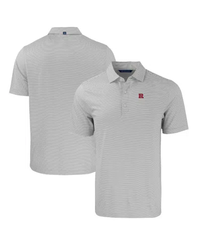 Cutter & Buck Men's Rutgers Scarlet Knights Forge Eco Double Stripe Stretch Polo In Gray,white