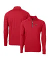 Cutter & Buck Men's Scarlet Ohio State Buckeyes Adapt Eco Knit Stretch Quarter-zip Pullover Top In Red