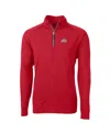 Cutter & Buck Men's Scarlet Ohio State Buckeyes Adapt Knit Quarter-zip Pullover Jacket In Red