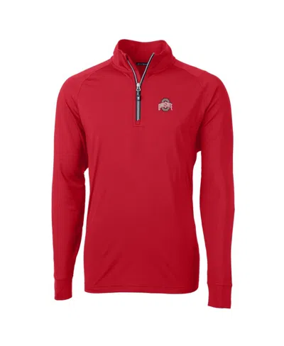 Cutter & Buck Men's Scarlet Ohio State Buckeyes Adapt Knit Quarter-zip Pullover Jacket