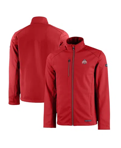 Cutter & Buck Men's Scarlet Ohio State Buckeyes Evoke Eco Softshell Full-zip Jacket In Red